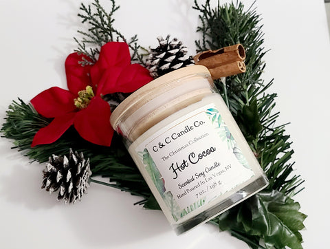 Hot Cocoa  Scented Candle | Christmas | Soy Wax Candle | Clear Glass Jar with Wood Lid | Hand poured | Great Gift | Deliciously Scented