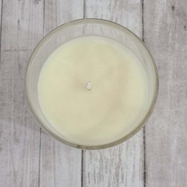 Santorini Scented Candle | Soy Wax Candle | Clear Glass Jar with Wood Lid | Hand poured | Great Gift | Juniper Scented Candle