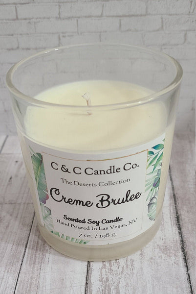 Creme Brulee Scented Candle | Soy Wax Candle | Clear Glass Jar with Wood Lid | Hand poured | Great Gift | Deliciously Scented Candle